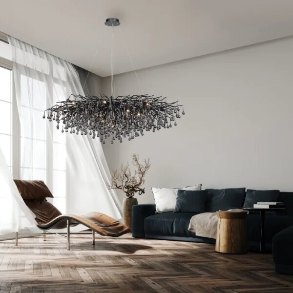 Paul Neuhaus 2031-18 - Lustr na lanku ICICLE 15xG9/40W/230V 75x150 cm černá