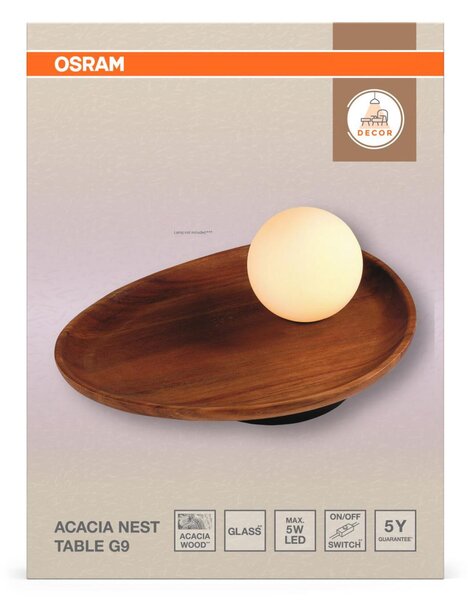 LEDVANCE stolní svítidlo Decor Acacia Nest 1xG9 220-240 V dřevo/sklo