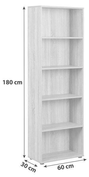 REGÁL, Sonoma dub, 60/180/30 cm MID.YOU - Knihovny, Online Only