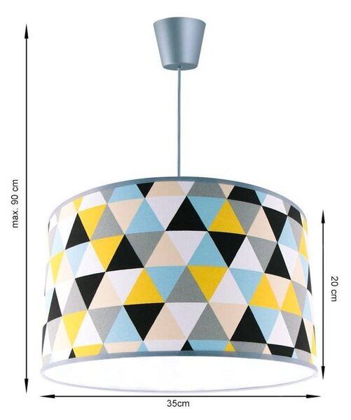 Závěsné svítidlo Garo, 1x textilní stínítko se vzorem (výběr ze 2 barev), (výběr ze 3 barev konstrukce), (fi 35cm)