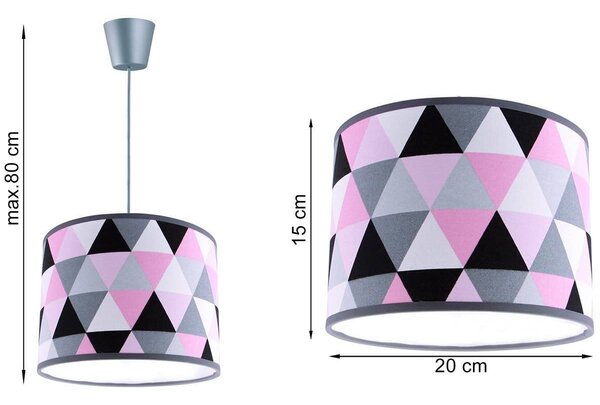 Závěsné svítidlo Garo, 1x textilní stínítko se vzorem (výběr ze 3 barev), (výběr ze 3 barev konstrukce), (fi 20cm)