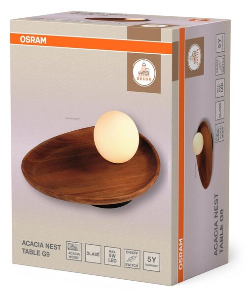 LEDVANCE stolní svítidlo Decor Acacia Nest 1xG9 220-240 V dřevo/sklo