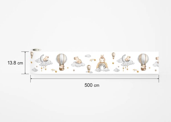 Dětská samolepící bordura na zeď Roztomilá Akvarelová Kapybara | 5 m x 13.8 cm | DWBD8535