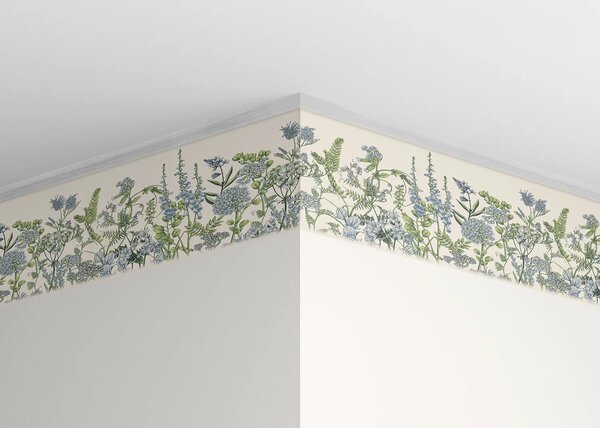Samolepící bordura na zeď Květy Vikve na Béžové | 5 m x 13.8 cm | DWB8529