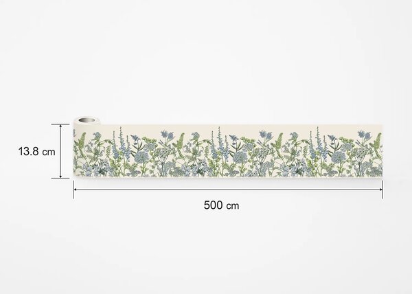 Samolepící bordura na zeď Květy Vikve na Béžové | 5 m x 13.8 cm | DWB8529