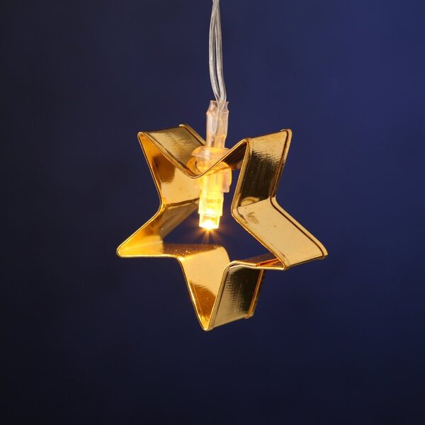 LED světelný řetěz GOLD STARS 140 cm měděný