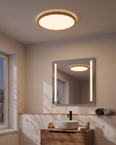 LED stropní světlo VELORA s dálkovým ovládáním se stmívačem Světle hnědá