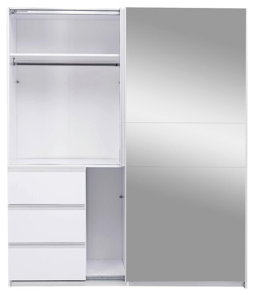 ŠATNÍ SKŘÍŇ S POSUVNÝMI DVEŘM, bílá, 175/210/61,5 cm P & B - Šatní skříně, Online Only