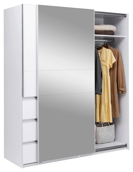 ŠATNÍ SKŘÍŇ S POSUVNÝMI DVEŘM, bílá, 175/210/61,5 cm P & B - Šatní skříně, Online Only