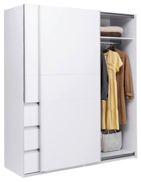 ŠATNÍ SKŘÍŇ S POSUVNÝMI DVEŘM, bílá, 175/210/61,5 cm P & B - Šatní skříně, Online Only