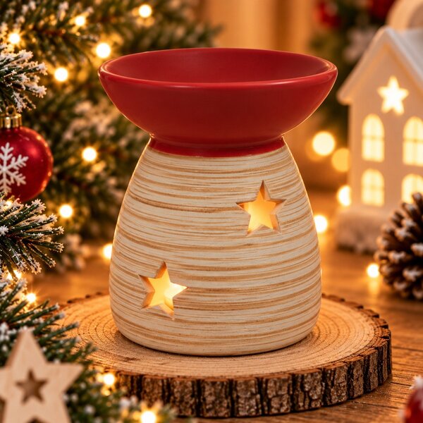Vánoční aroma lampa s dekorem dřeva 10cm 9000348