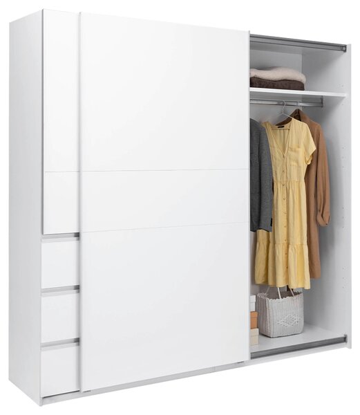 ŠATNÍ SKŘÍŇ S POSUVNÝMI DVEŘM, bílá, 215/210/61,5 cm P & B - Šatní skříně, Online Only