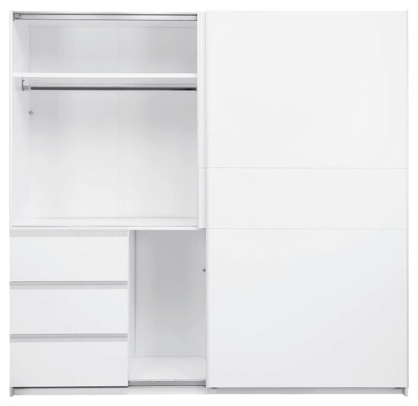ŠATNÍ SKŘÍŇ S POSUVNÝMI DVEŘM, bílá, 215/210/61,5 cm P & B - Šatní skříně, Online Only