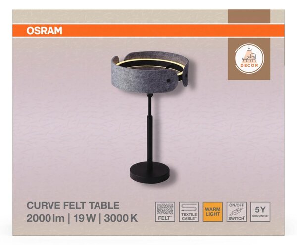 LEDVANCE stolní svítidlo Decor Curve Felt 19 W 3000 K tmavě šedé