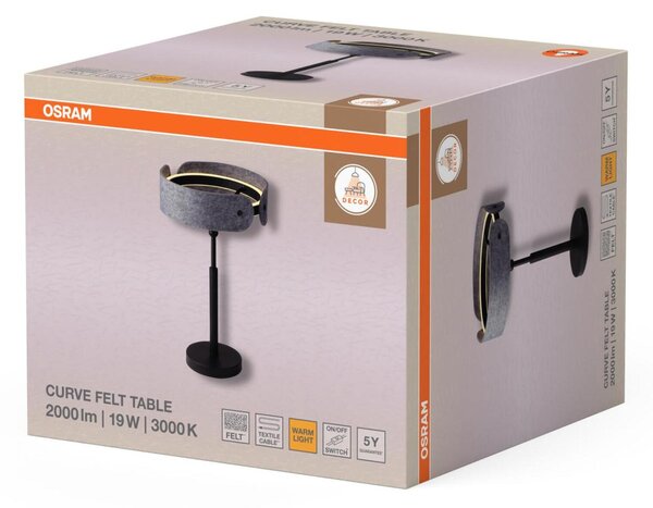 LEDVANCE stolní svítidlo Decor Curve Felt 19 W 3000 K tmavě šedé