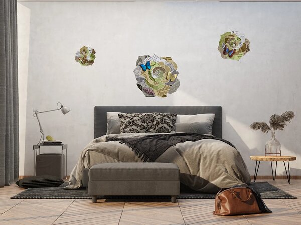 Samolepka na zeď Papírové Květiny z Kašírovací Hmoty | 65 x 85 cm | DFL1019