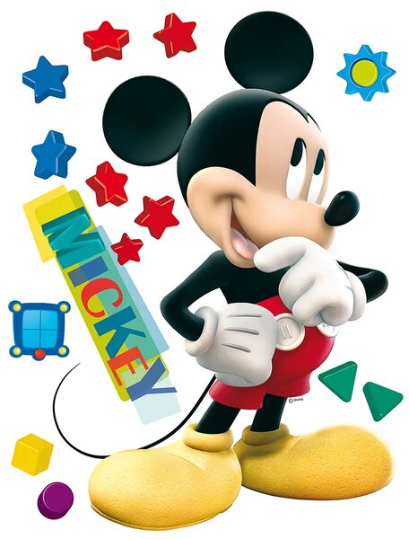 Dětská samolepka na zeď Disney Myšák Mickey Přemýšlí | 65 x 85 cm | DDK858
