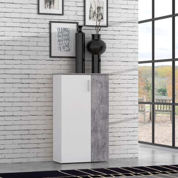 Botník ETON bílá/šedá beton