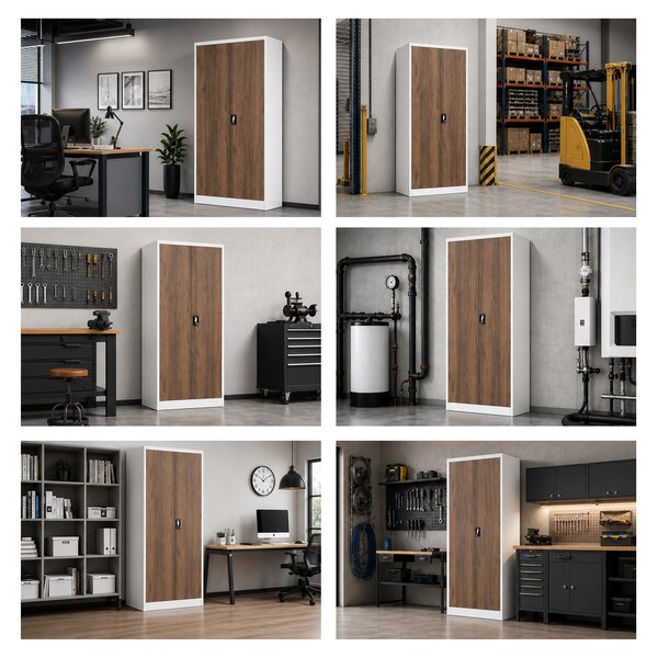 Kancelářská skříň na dokumenty bílá / ořech: Eco Design JAN 900 x 1850 x 400 mm