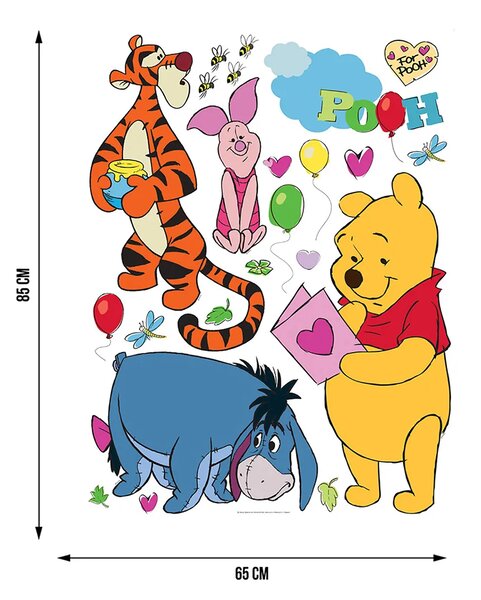 Dětská samolepka na zeď Disney Medvídek Pú – Všichni Přátelé | 65 x 85 cm | DDK861