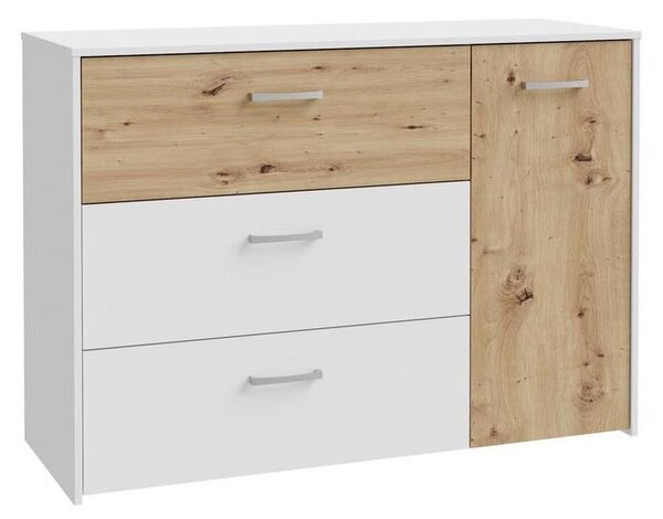 Komoda se zásuvkami URO 113x80x42 cm dub artisan/ bílá