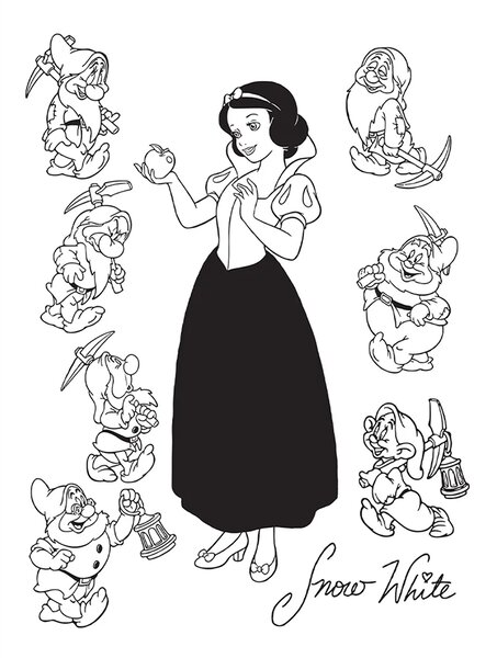 Dětská samolepka na zeď Disney Popelka černobílá | 65 x 85 cm | DDK872