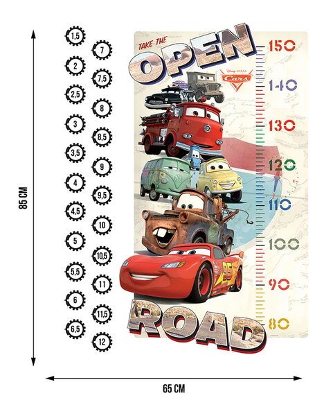 Dětská samolepka na zeď Disney Auta – Růstová Tabulka | 65 x 85 cm | DDK894