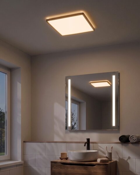 LED stropní světlo TIVORA s dálkovým ovládáním se stmívačem Světle hnědá
