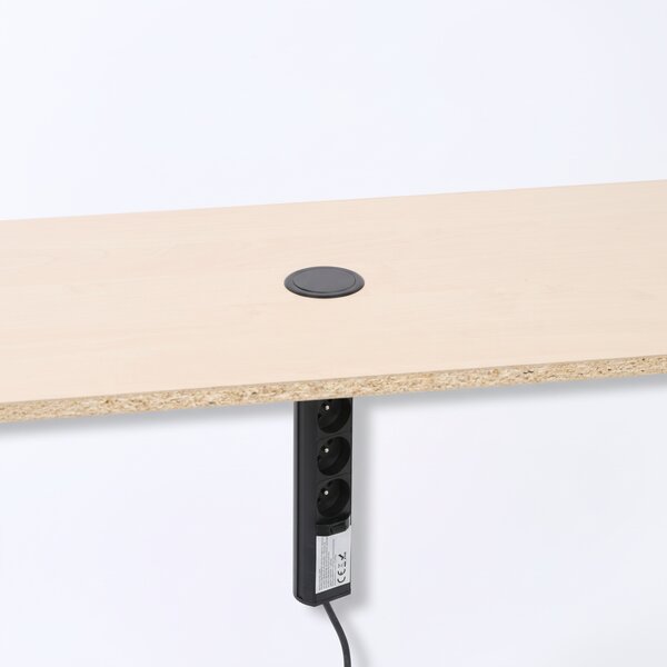 Stolní vysouvací zásuvka, 3× 230 V, USB-A, USB-C, černá