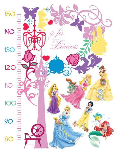 Dětská samolepka na zeď Disney Princezny – Růstová Tabulka | 65 x 85 cm | DDK893