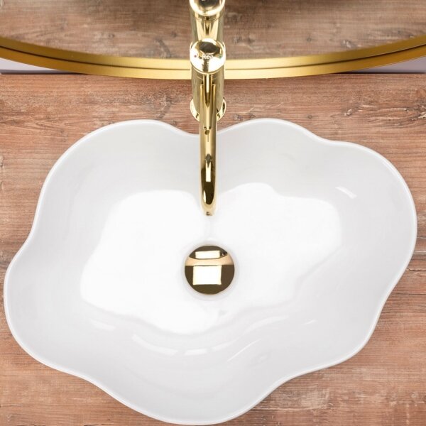 REA-U0265 - Umyvadlo na desku PEARL 38x50,5 cm keramika/lesklá bílá