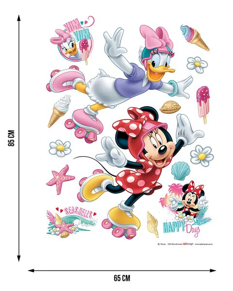 Dětská samolepka na zeď Disney Minnie a Daisy Bruslí | 65 x 85 cm | DDK1724