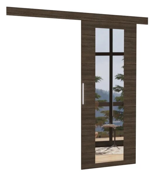 Posuvné nástěnné dveře BRIT 86 choco (86 x 205) cm – zrcadlo nahradí samostatný kus v ložnici
