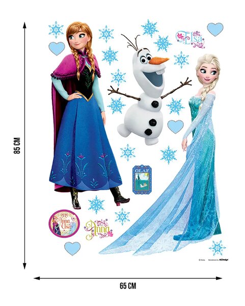 Dětská samolepka na zeď Disney Frozen – Elsa, Anna a Olaf | 65 x 85 cm | DDK1797