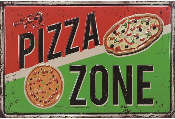 Ceduľa Pizza Zone 30cm x 20cm Plechová tabuľa