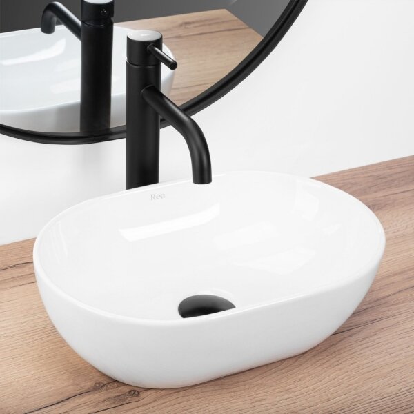 REA-U3322 - Umyvadlo na desku AMELIA MINI 26x38 cm keramika/lesklá bílá
