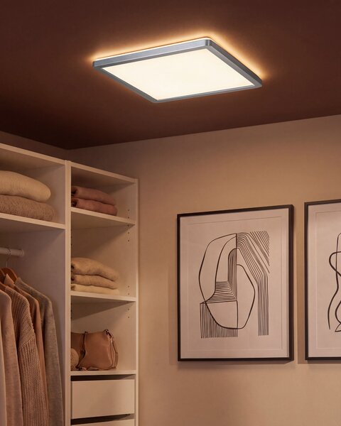 LED stropní světlo TIVORA s dálkovým ovládáním se stmívačem Stříbrná