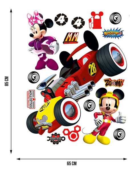 Dětská samolepka na zeď Disney Myšák Mickey Závody | 65 x 85 cm | DDK2307