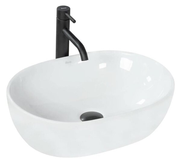 REA-U0416 - Umyvadlo na desku AMELIA 34,5x48 cm keramika/lesklá bílá