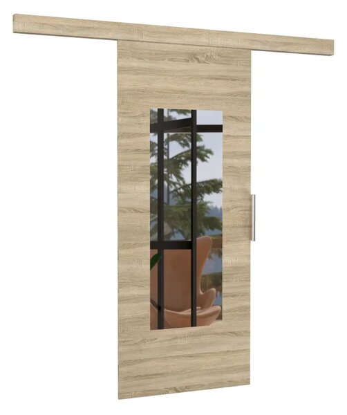 Posuvné nástěnné dveře NELA 86 sonoma se zrcadlem (86 x 205) cm – záruka 4 roky