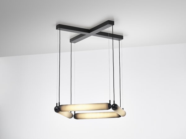 Brokis Závěsné svítidlo Puro Contour square 600, PC1057 Stmívání, řízení: ON/OFF (bez stmívání), Barva skla: Triplex opál, Povrchová úprava baldachýnu a montury: kov - černý matný komaxit