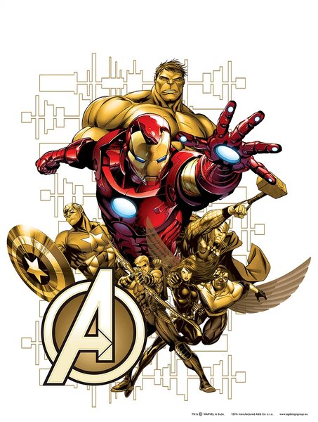 Dětská samolepka na zeď Marvel Avengers Zlatá Edice, Disney | 65 x 85 cm | DDK1718