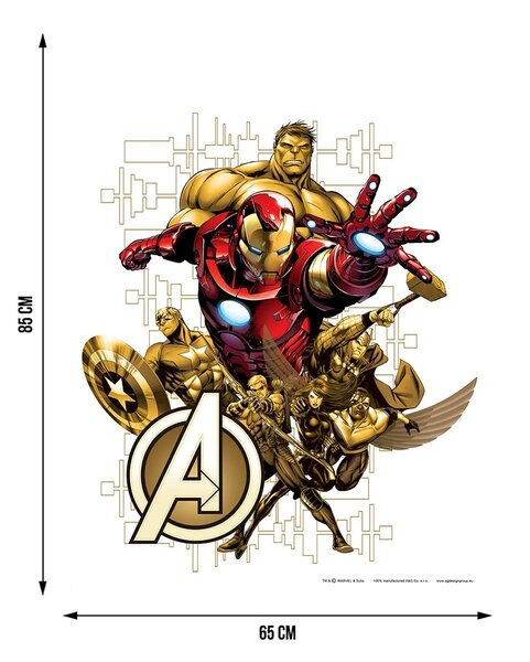 Dětská samolepka na zeď Marvel Avengers Zlatá Edice, Disney | 65 x 85 cm | DDK1718