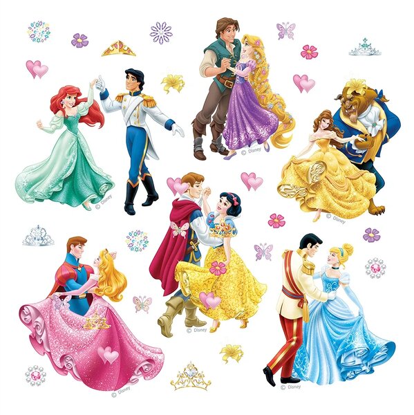 Dětská samolepka na zeď Princezny s Princi, Disney | 30 x 30 cm | DDKS 1081