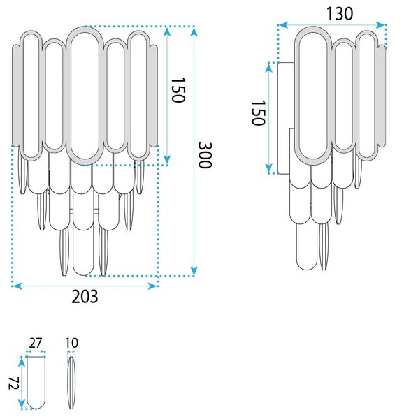 Toolight Nástěnné osvětlení Crystal SWE108-W zlaté