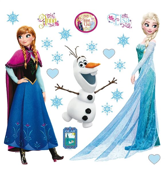 Dětská samolepka na zeď Ledové Království Elsa, Anna A Olaf, Disney | 30 x 30 cm | DDKS 1095