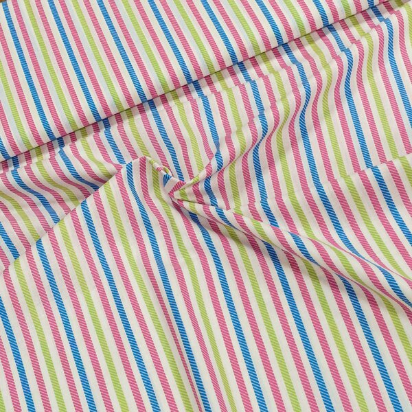 Bavlněné plátno růžový, modrý a zelený proužek, š.140cm (látka v metráži)