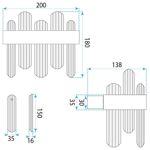 Toolight Nástěnné LED osvětlení Crystal SWE075-W kartáčovaná zlatá