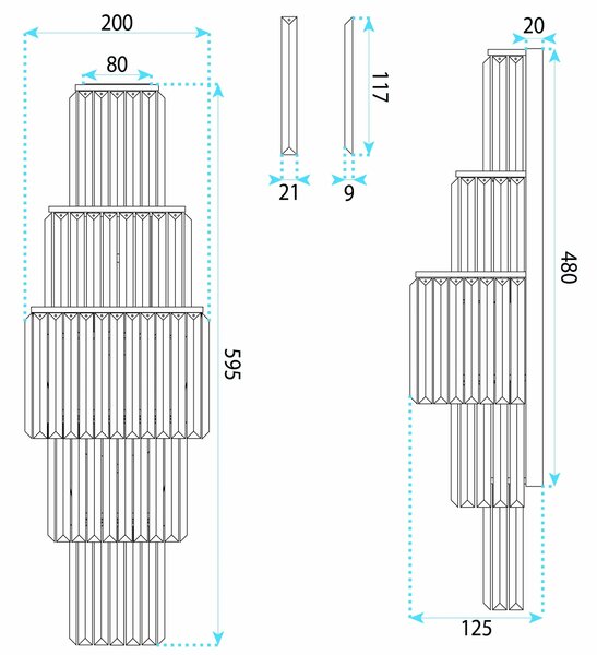 Toolight Nástěnné osvětlení Crystal SWE098-W 60 cm zlaté