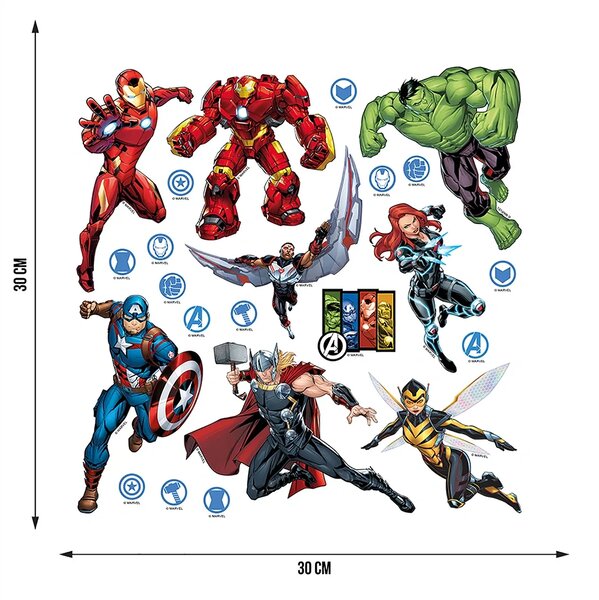 Dětská samolepka na zeď Marvel Avengers Komiksoví Hrdinové, Disney | 30 x 30 cm | DDKS 3817